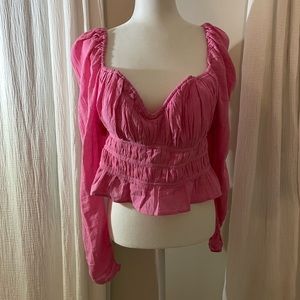 NWT! Free people long sleeve pink shirt